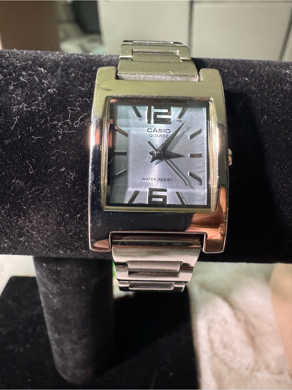 Casio Silver Stainless Steel Rectangular Bracelet Watch With Silver Dial